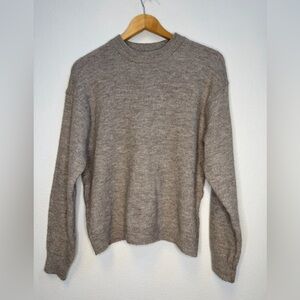 H&M Beige Knit Crewneck Sweater | Soft Neutral Pullover | XS